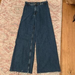 wide leg marine straight zara jeans(blue)